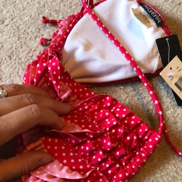NWT Ingear coral bikini top sz S polka dot ruffles - Picture 9 of 9